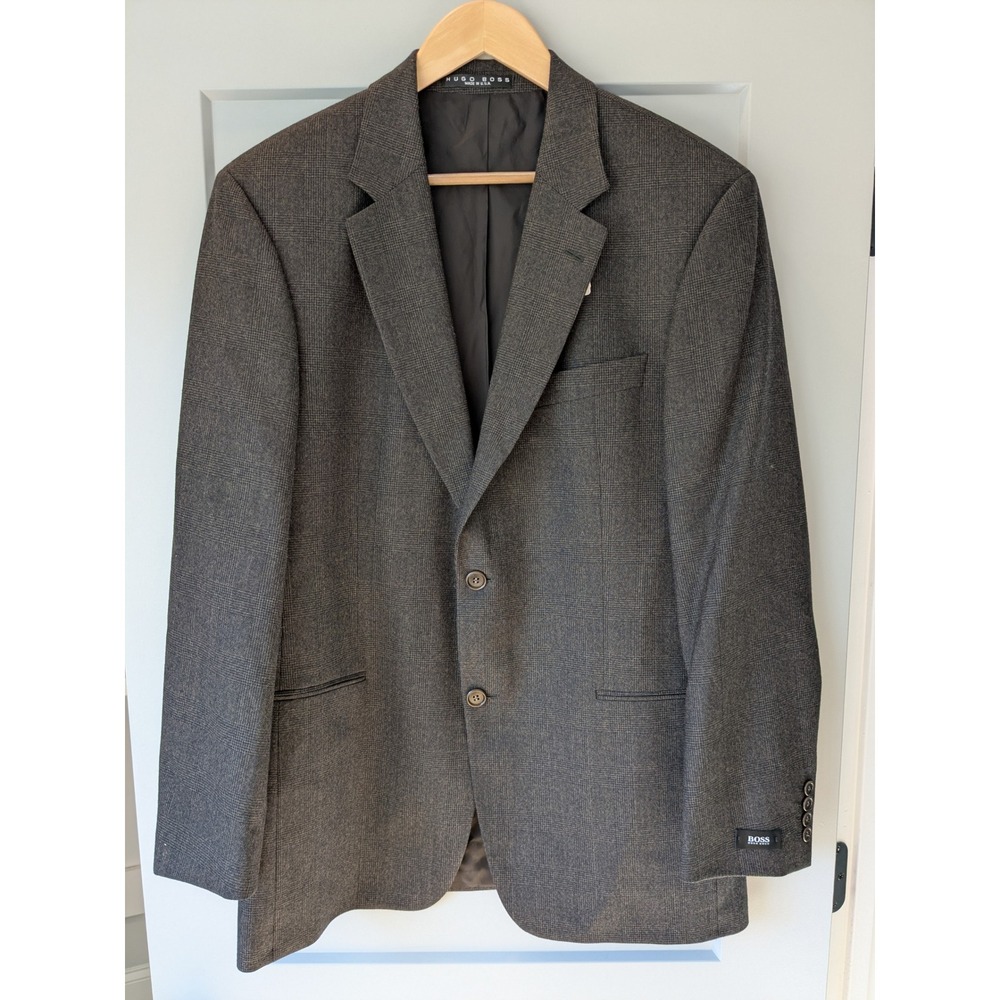 Hugo Boss Galiei Black Label Sigma US Men's Brown Glen Plaid Wool Blazer 42R